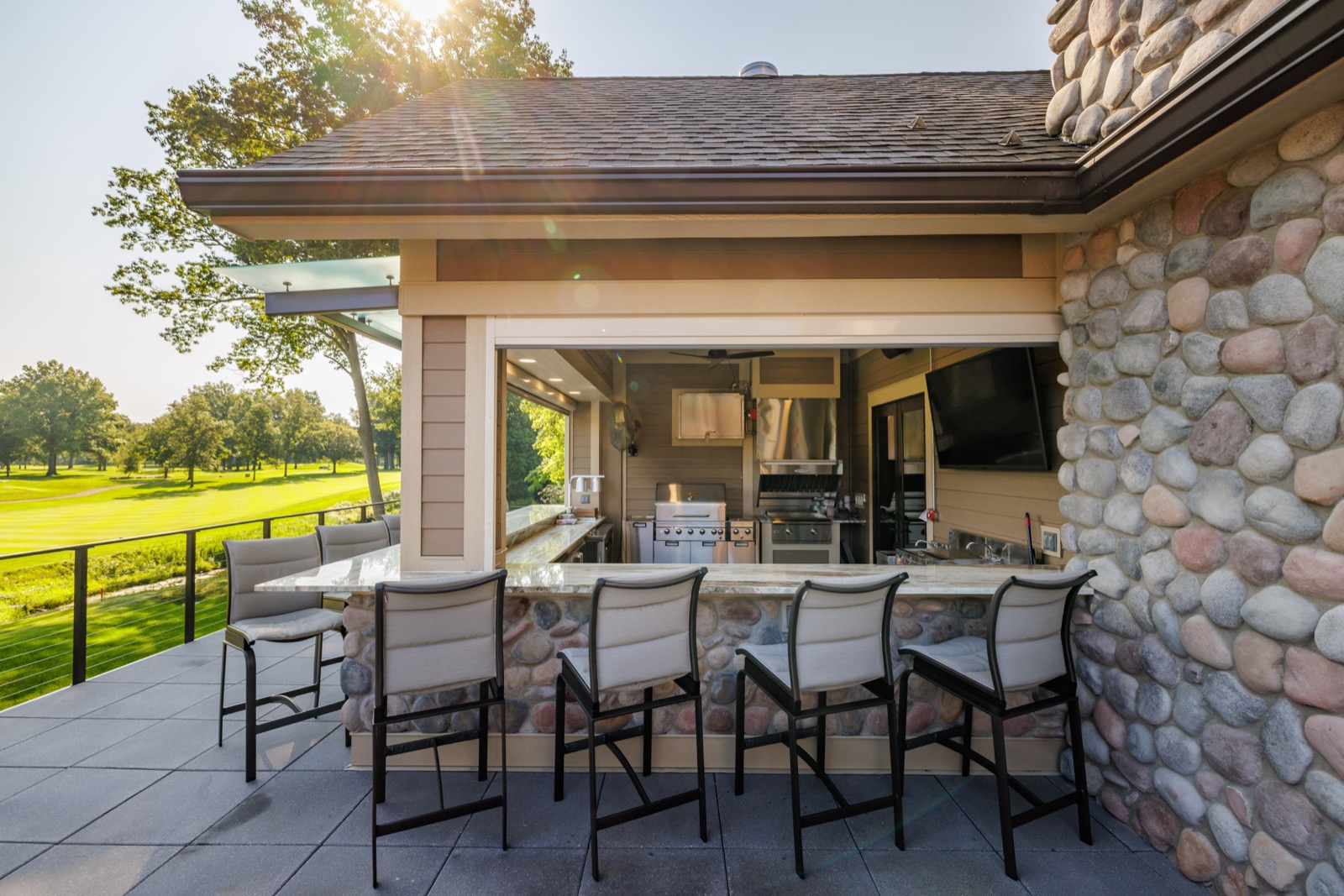 Completed outdoor kitchen and stonework