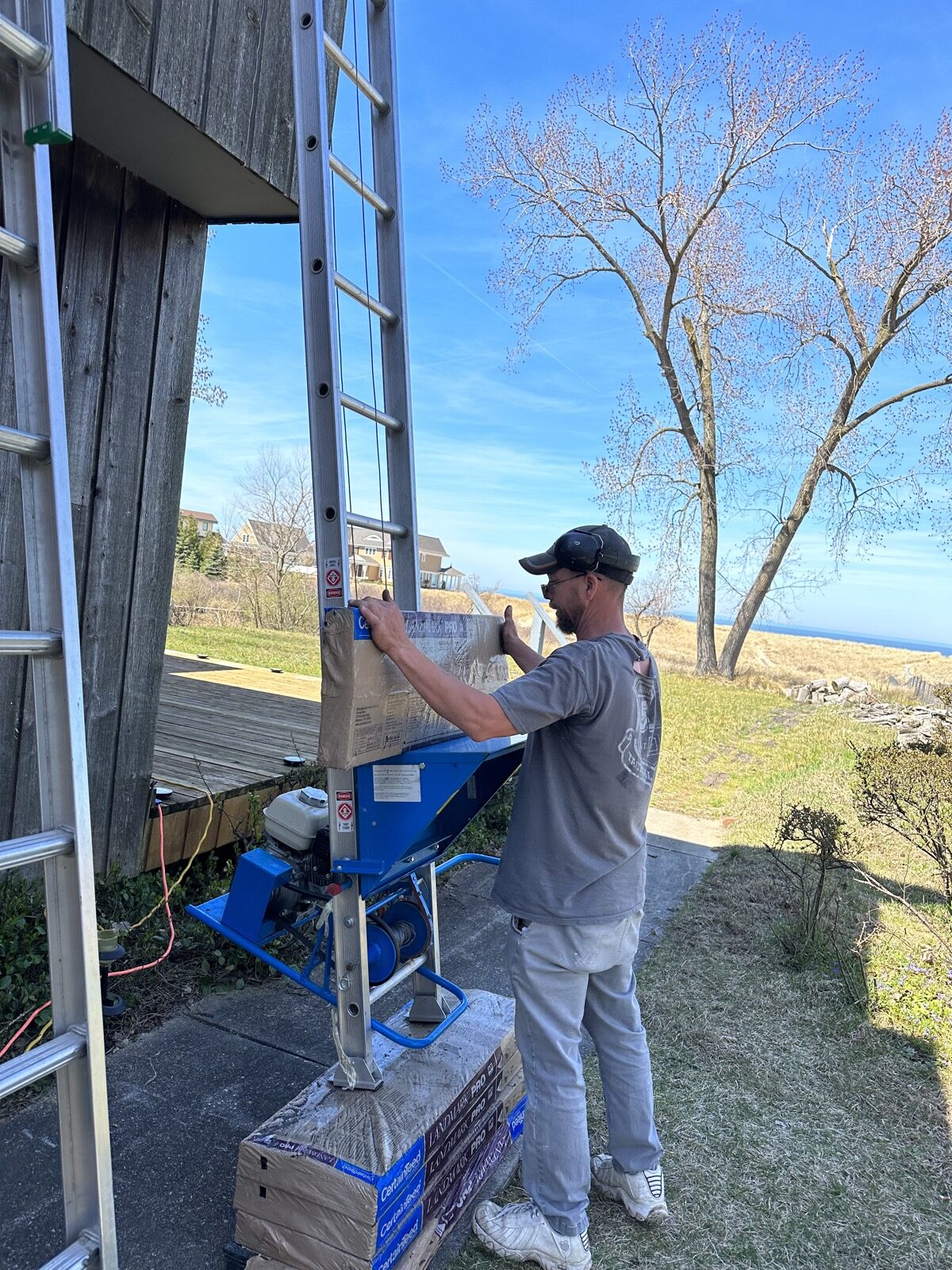 Contractor working on a home exterior