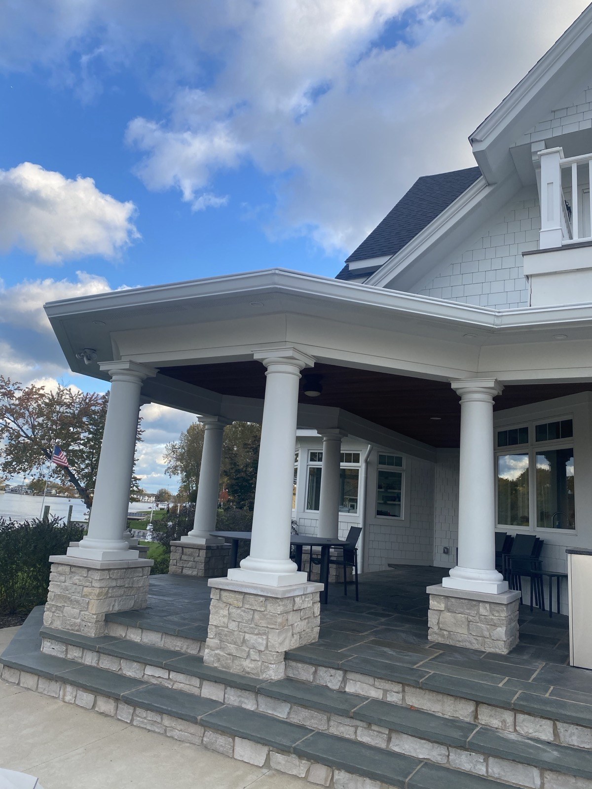 Completed home exterior with covered porch